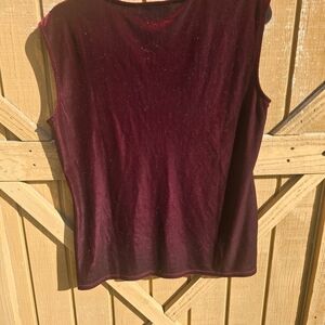 Luxurious Velvet Sleeveless Blouse - Deep Red